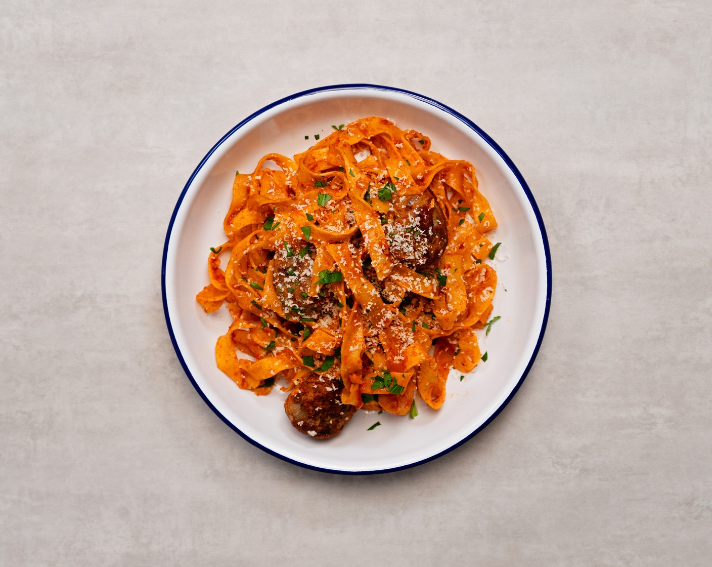 Fettuccine with Meatballs & Tomato Sauce