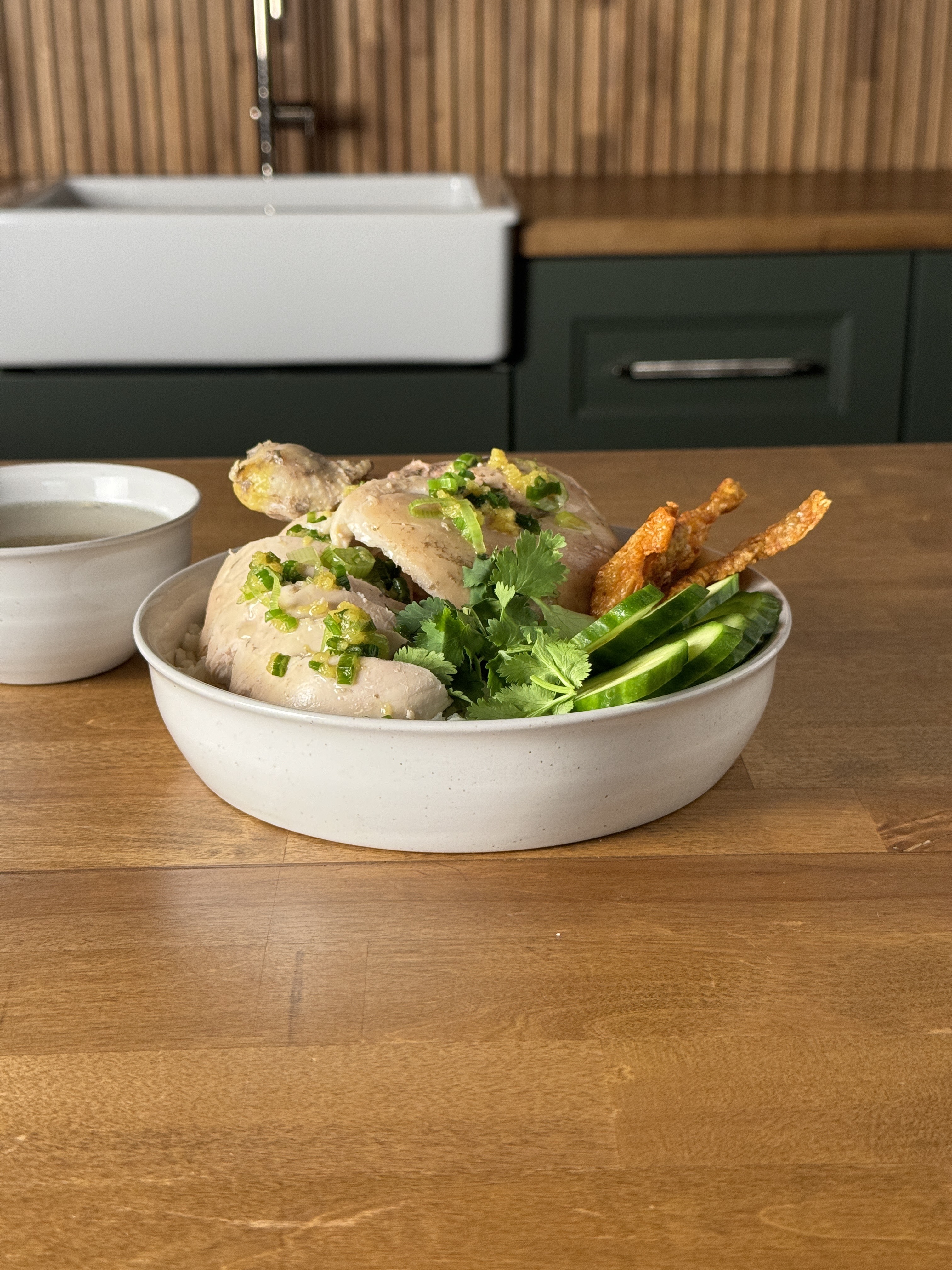 Poached Chicken with Ginger Scallion Sauce: A Comforting Classic with Crispy Chicken Skin-image