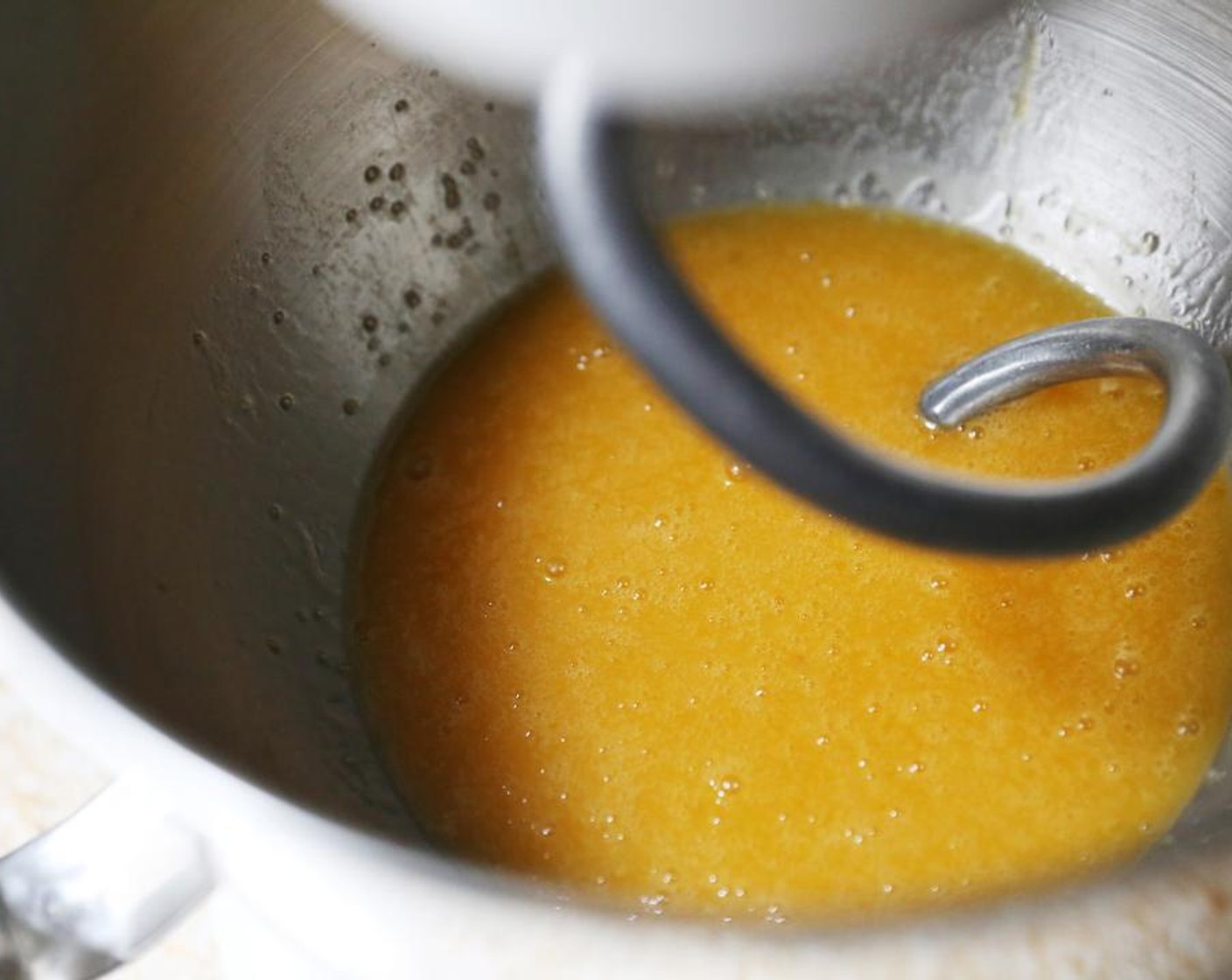 step 3 In the meantime, combine the remaining Granulated Sugar (1/3 cup), Unsalted Butter (1/2 cup), Eggs (2) and Salt (1/2 tsp) in the bowl of a stand mixer with the dough hook attached.