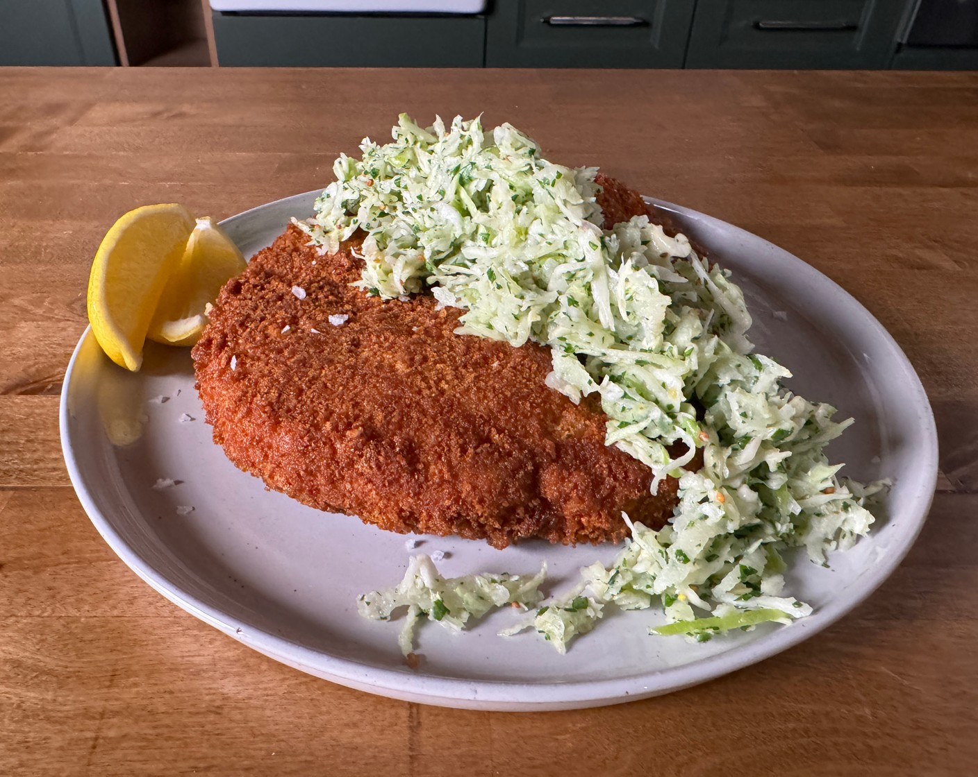 Pork Schnitzel with Cabbage and Apple Slaw